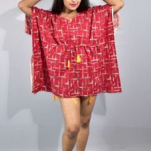 BDROX Red Short Kaftan Nighty
