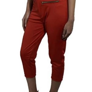 WOMEN RED PANT BUTTUN WITH ZIP M