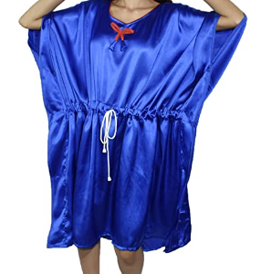 BDROX Satin Knee Length Blue Color Kaftan Nighty_AMAZON#BDROX56SSK_B_S _meesho#cbJjd-ie