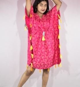 BDROX Jamdani Leaves Printed Pink nighty_amazone-BDROX54GKRD_R