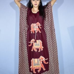 BDROX Indonesian marron Kaftan Nighty