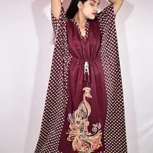 BDROX Indonesian marron Kaftan Nighty