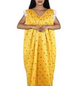 BDROX Cotton Yellow Maxi Nighty