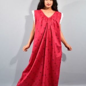 BDROX Cotton Red Maxi Nighty
