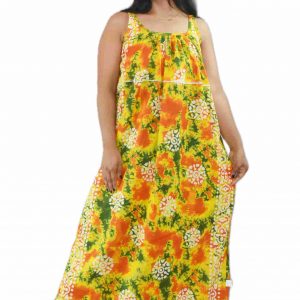 Yellow Narrow Sleeve Maxi Nighty