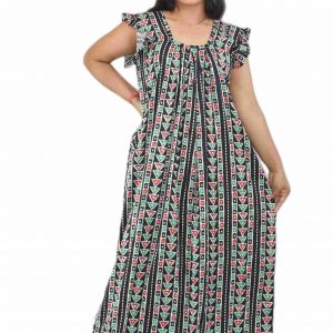 Blue Square Neck Pleated Sleeve
