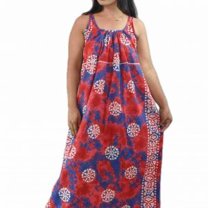 Red Narrow Sleeve Maxi Nighty