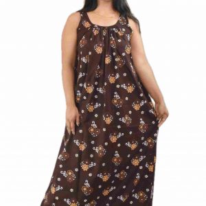 Maroon Narrow Sleeve Maxi Nighty