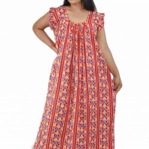 Red Square Neck Pleated Sleeve