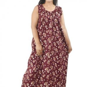 Maroon Sleeveless Maxi Nighty