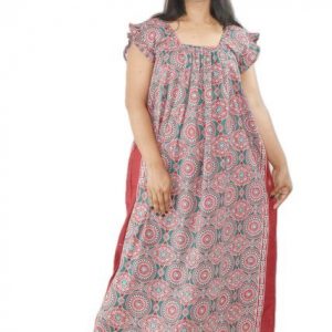 Green Sqrare Neck Pleated Sleeve