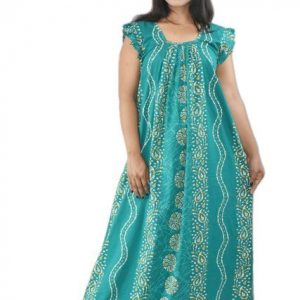 Sea Green Sqrare Neck Pleated Sleeve