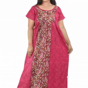 Pink Pure Cotton Round Neck Short Sleeve with Front Button
