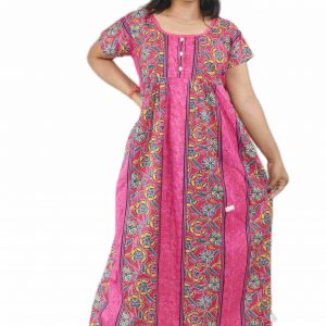 Pink Pure Cotton Round Neck Short Sleeve with Front Button