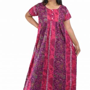 Pink Pure Cotton Round Neck Short Sleeve with Front Button