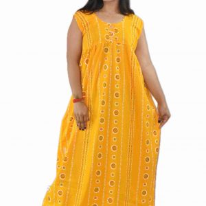 Yellow Round Neck Sleeveless With Front Button