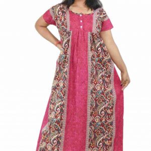 PINK Pure Cotton Round Neck Short Sleeve with Front Button