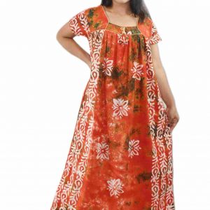 Orange Pure Cotton Square Neck with Chord Short sleeve