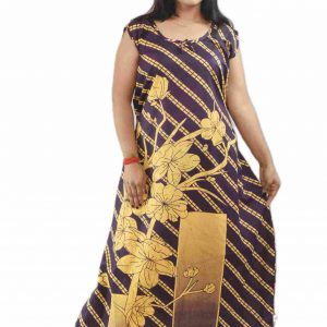 Blue Square Neck Pleated Sleeve