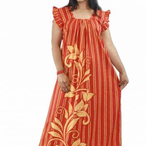 Red Square Neck Pleated Sleeve
