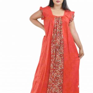 Red Square Neck Pleated Sleeve