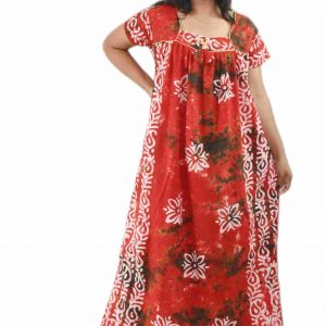 Red Pure Cotton Square Neck with Chord Short sleeve