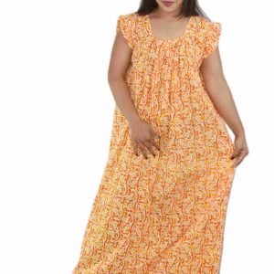 Yellow Square Neck Pleated Sleeve