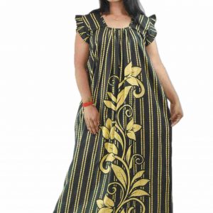 Green Square Neck Pleated Sleeve