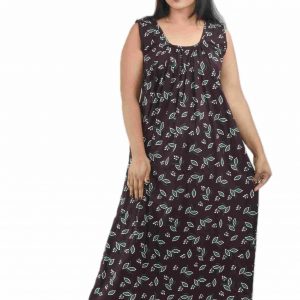 Maroon Round Neck Sleeveless Maxi Nighty