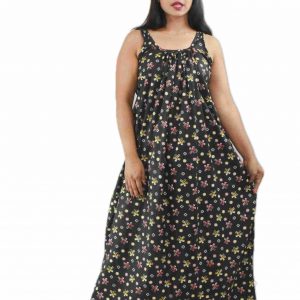 Green Pure Cotton Narrow Sleeve Maxi Nighty
