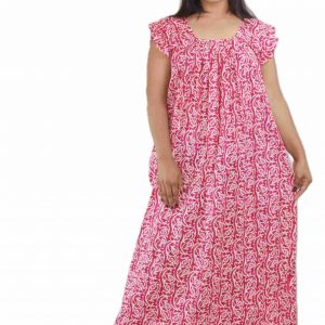 Pink Square Neck Pleated Sleeve