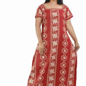 Red Square Neck Short Sleeve Alan Maxi Nighty