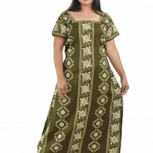 Green Square Neck Short Sleeve Alan Maxi Nighty