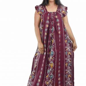 Maroon Square Neck Pleated Sleeve