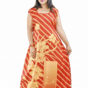Red Square Neck Pleated Sleeve