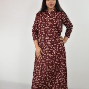 Maroon Full Sleeve Maxi Nighty