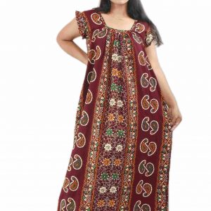 Maroon Pure Cotton Square Neck Pleated Sleeve