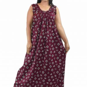 Maroon Pure Cotton Round Neck Sleeveless