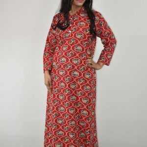 Red Full Sleeve Maxi Nighty