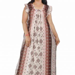Brown Square Neck Pleated Sleeve