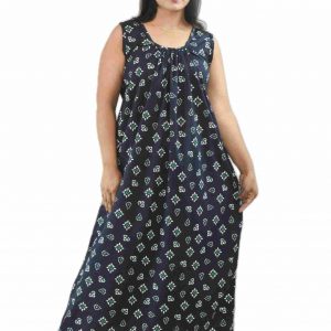 Navy Blue Pure Cotton Round Neck Sleeveless