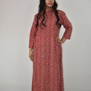 Red Full Sleeve Maxi Nighty