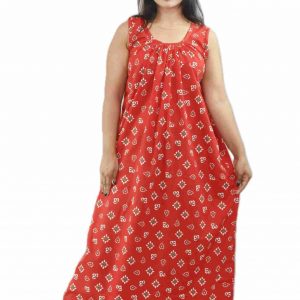 Red Pure Cotton Round Neck Sleeveless