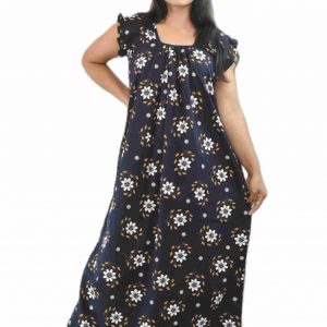 Blue Square Neck Pleated Sleeve