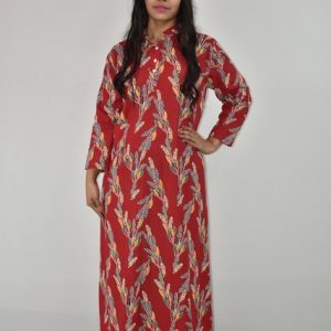 Red Full Sleeve Maxi Nighty
