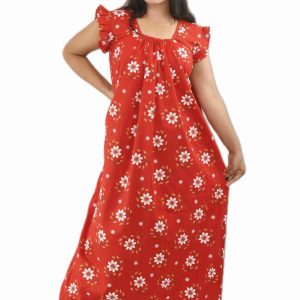 Red Square Neck Pleated Sleeve