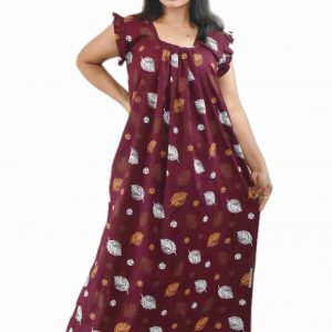 Maroon Square Neck Pleated Sleeve