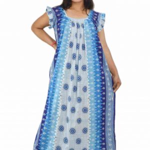 Blue Square Neck Pleated Sleeve