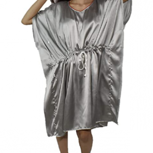 BDROX Satin Knee Length Gray Color Kaftan Nighty_AMAZON#BDROX56SSK_GR_S