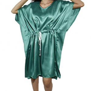 BDROX Satin Knee Length Green Color Kaftan Nighty_AMAZON#_BDROX56SSK_G_S _meesho#X_ID0_sk